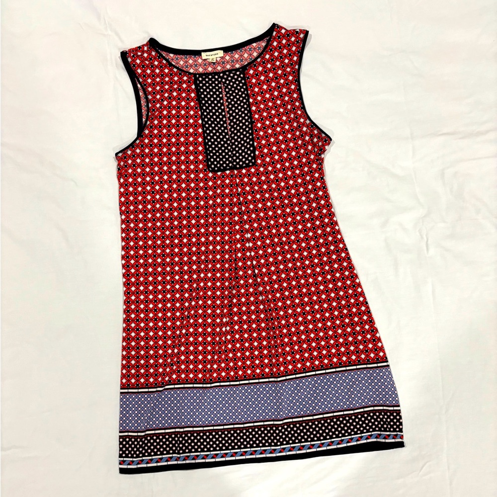Max Studio Pink and Blue sleeveless Sheath Dress Scoop Neck. Size L